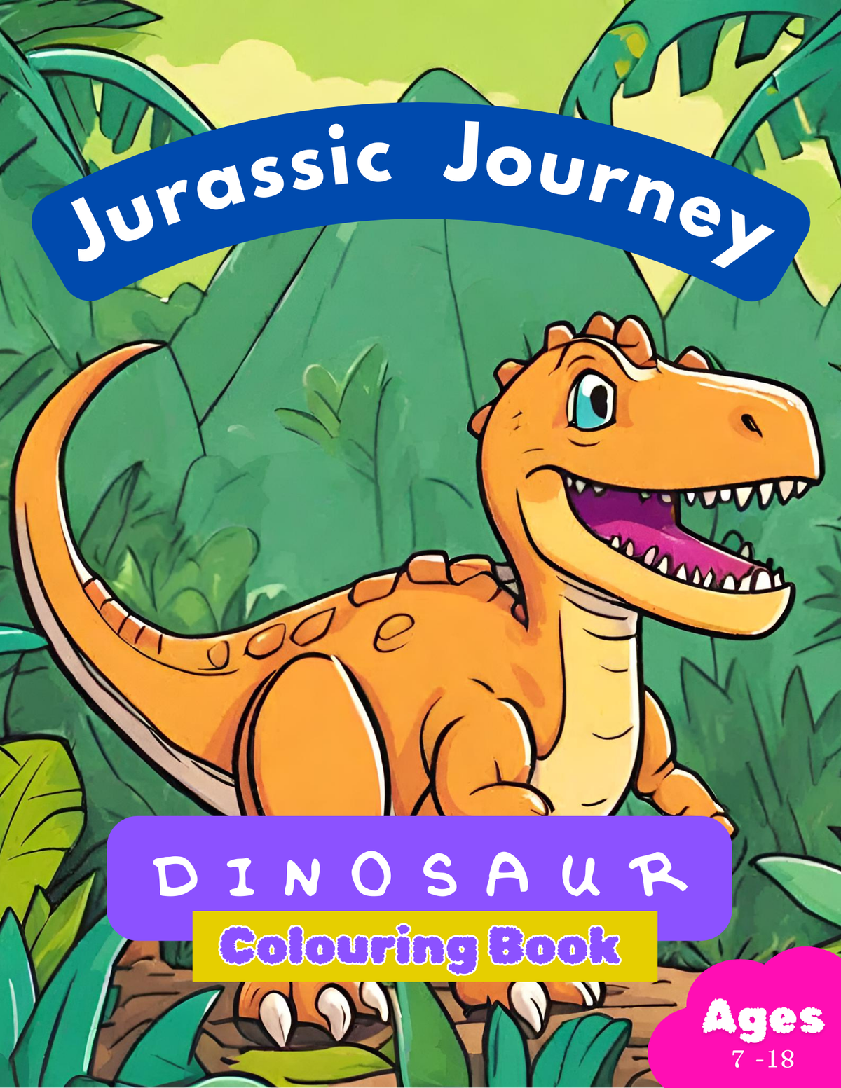 Jurassic Journey Dinosaur Coloring Book, Childrne's activity Book, Kids colouring