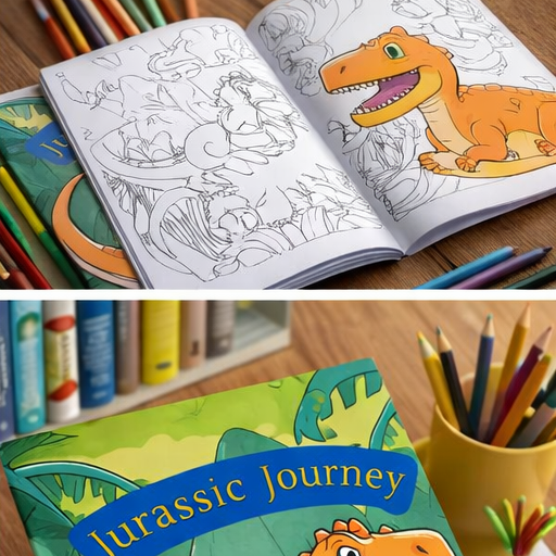 Livre de coloriage de dinosaures « Voyage Jurassique », livre d'activités pour enfants, coloriage pour enfants