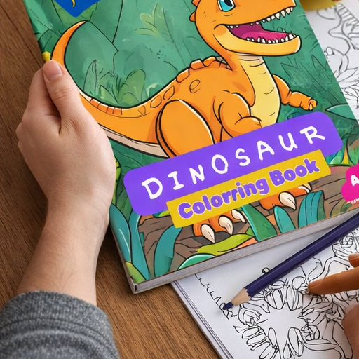 Jurassic Journey Dinosaur Coloring Book, Childrne's activity Book, Kids colouring