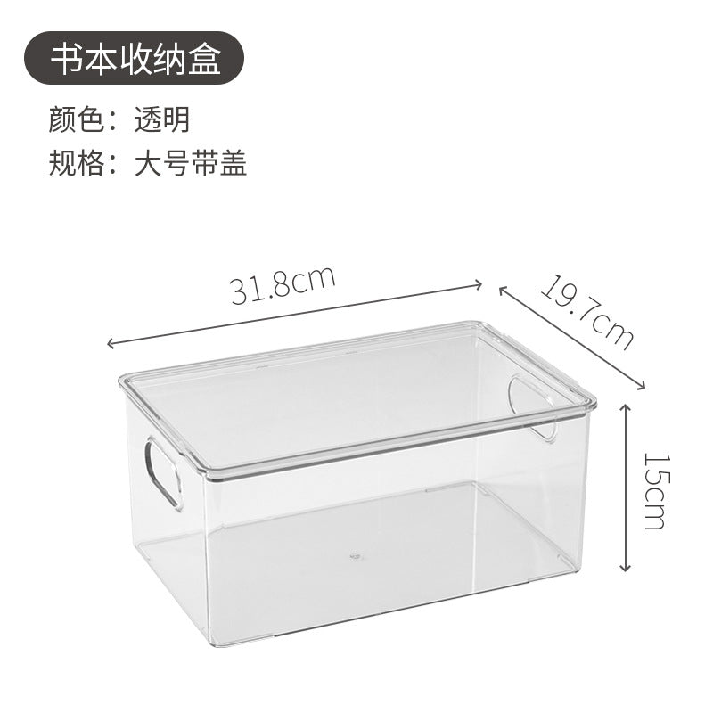 Yimijia Boîte de rangement PET anti-poussière avec couvercle pour livres, jouets, cosmétiques de bureau |maquillage, articles de toilette