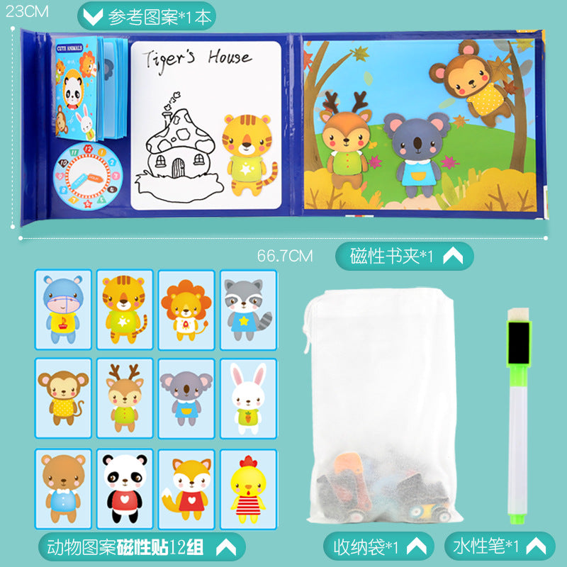 Livres de puzzles magnétiques en bois pour enfants, pour l'éducation précoce, à clipser, portables, variés, avancés, colorés, jouets éducatifs.