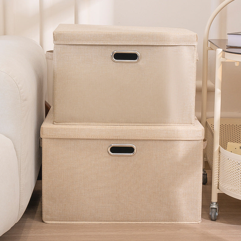 Boîte de rangement en tissu de coton et lin, boîte de rangement pliable pour armoire, livres, jouets, boîte de rangement de couettes