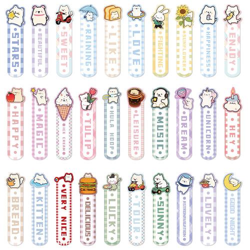 30 marque-pages mignons en forme de dessin animé, exquis pour journal intime, livres pour étudiants, bricolage de cartes décoratives de bureau