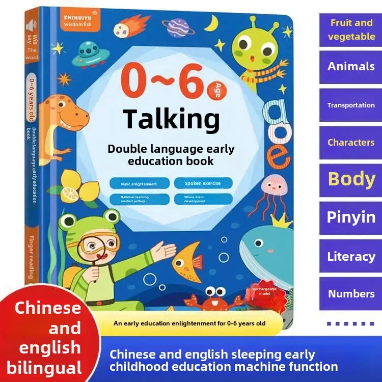 Livres audio parlants pour l'éveil des bébés, machine d'apprentissage 0-8 ans, livres audio à lecture par points, jouets éducatifs pour enfants