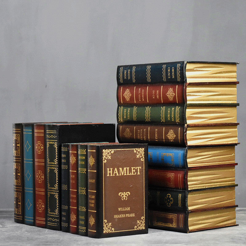 Livres de simulation rétro créatifs de style européen, accessoires de décoration d'affichage haut de gamme, faux livres, décoration de bureau et de magasin, rangement