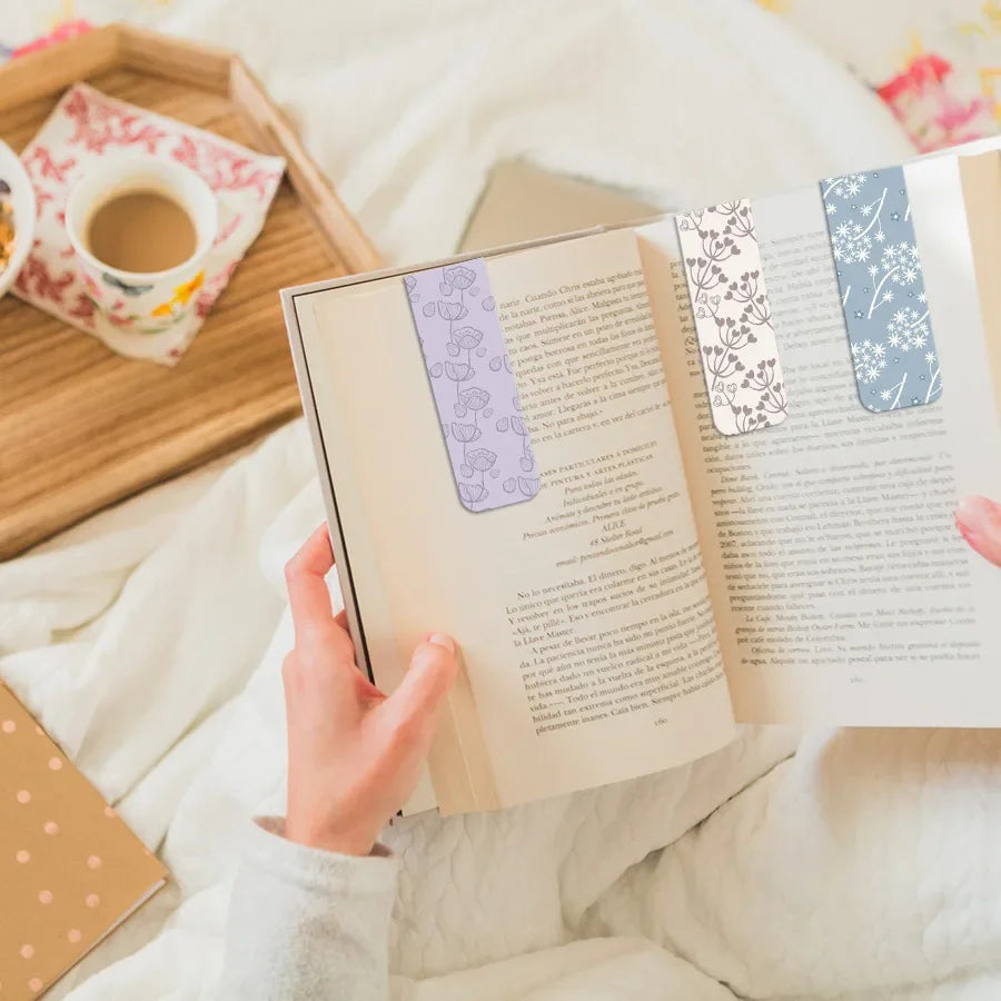 12PCs fresh floral magnetic bookmark student books magnetic label mark