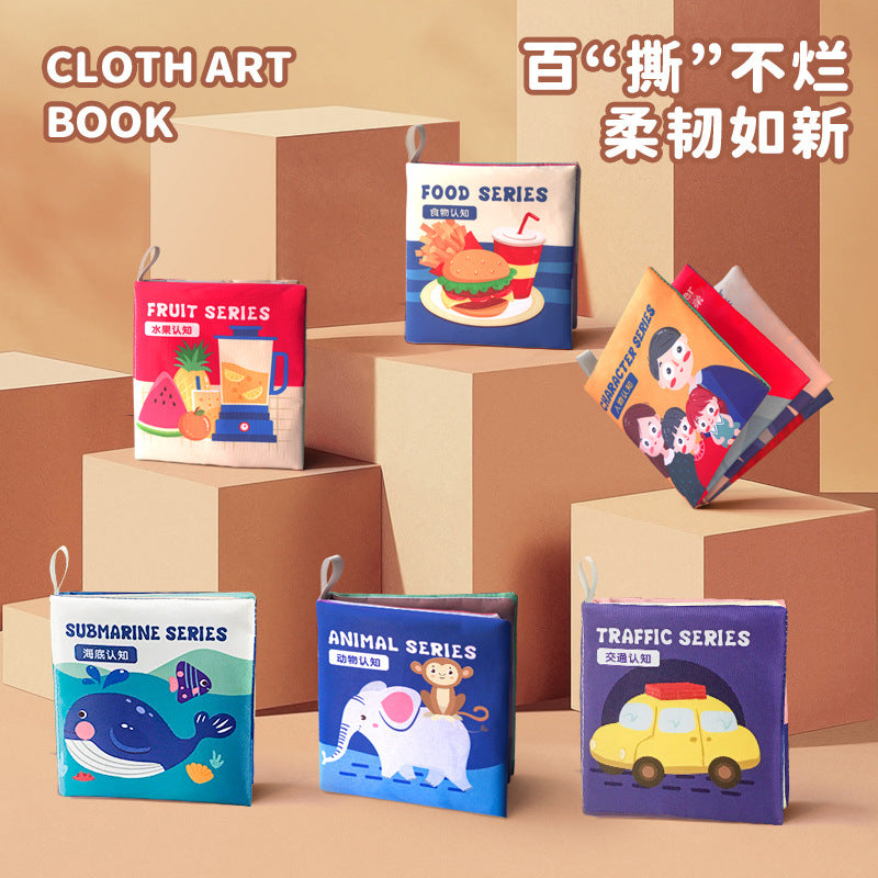 Amazon commerce extérieur vente chaude livre en tissu pour bébé et nourrisson d'éveil et d'éducation précoce, animaux et transports, livre cognitif en anglais