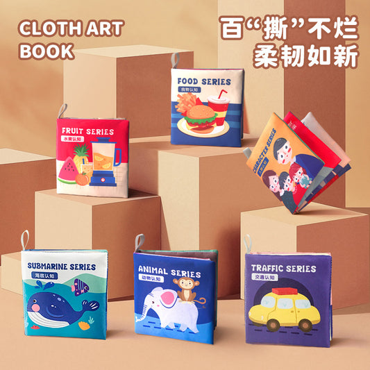 Amazon foreign trade hot sale enlightening early education baby and infant cloth book English animal transport cognitive books