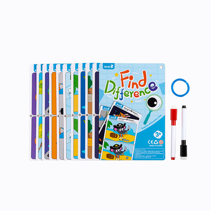 Cartes éducatives de développement de la pensée logique pour l'éducation précoce des enfants transfrontaliers de 3 à 6 ans, entraînement à la concentration et jeux de recherche des différences dans les livres d'images.