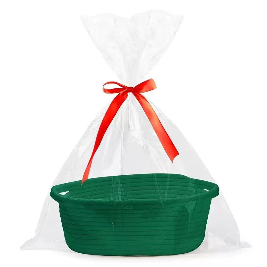 Usine directe fournir un nouveau panier de rangement portable en corde de coton tissée panier cadeau ovale articles divers livres panier de rangement grande capacité