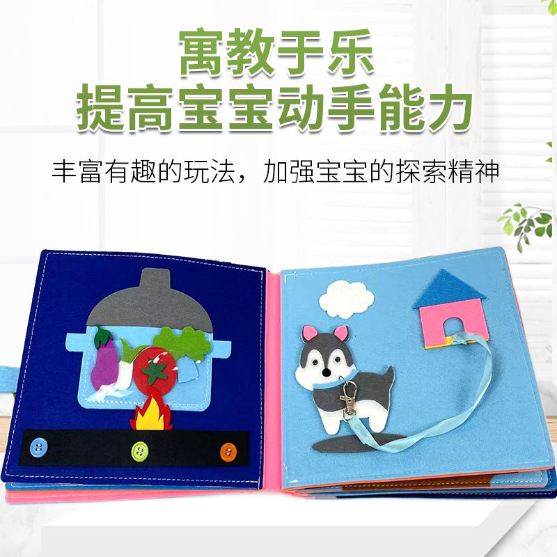 Livre en tissu feutre 3D Montessori pour l'éveil et l'éducation précoce, nouveauté transfrontalière : livre en tissu arc-en-ciel en feutre pour l'éveil.