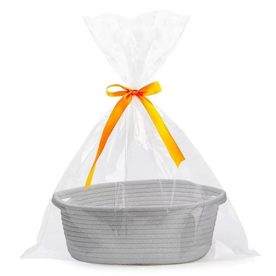Usine directe fournir un nouveau panier de rangement portable en corde de coton tissée panier cadeau ovale articles divers livres panier de rangement grande capacité
