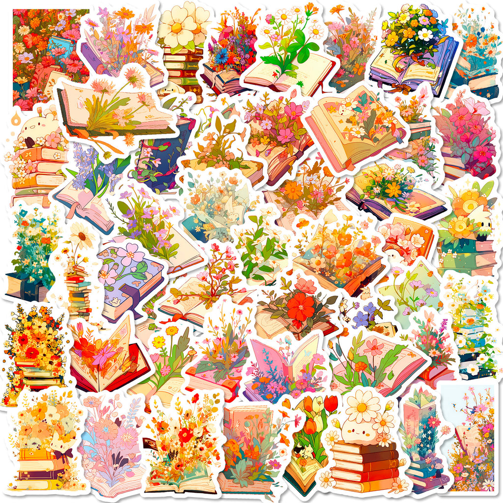 50 retro aesthetic Books Vintage mix and match foreign trade TEMU retro stickers cross-border artistic fresh pattern stickers