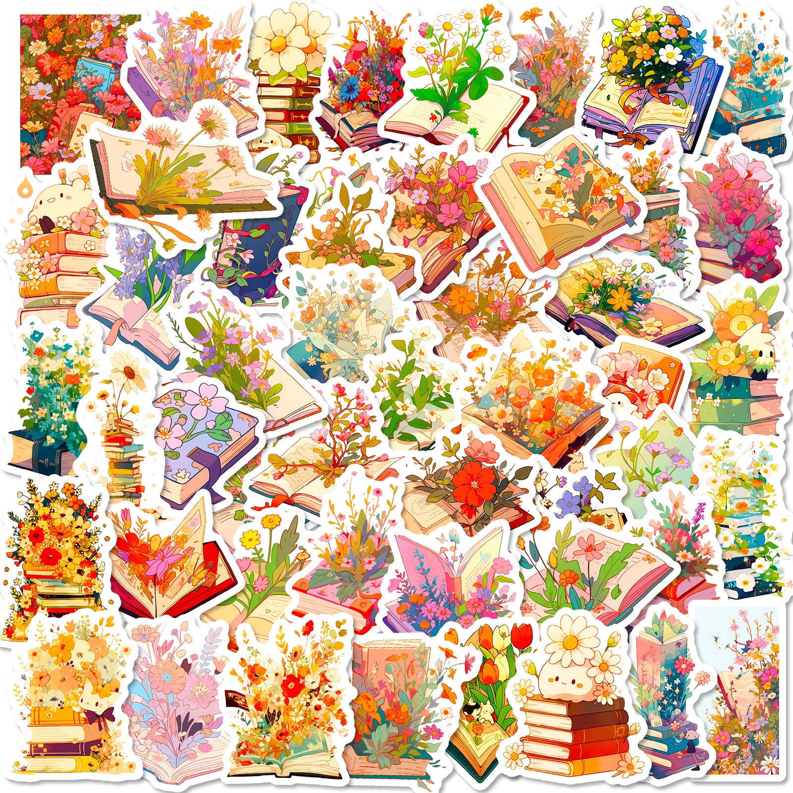 50 retro aesthetic Books Vintage mix and match foreign trade TEMU retro stickers cross-border artistic fresh pattern stickers