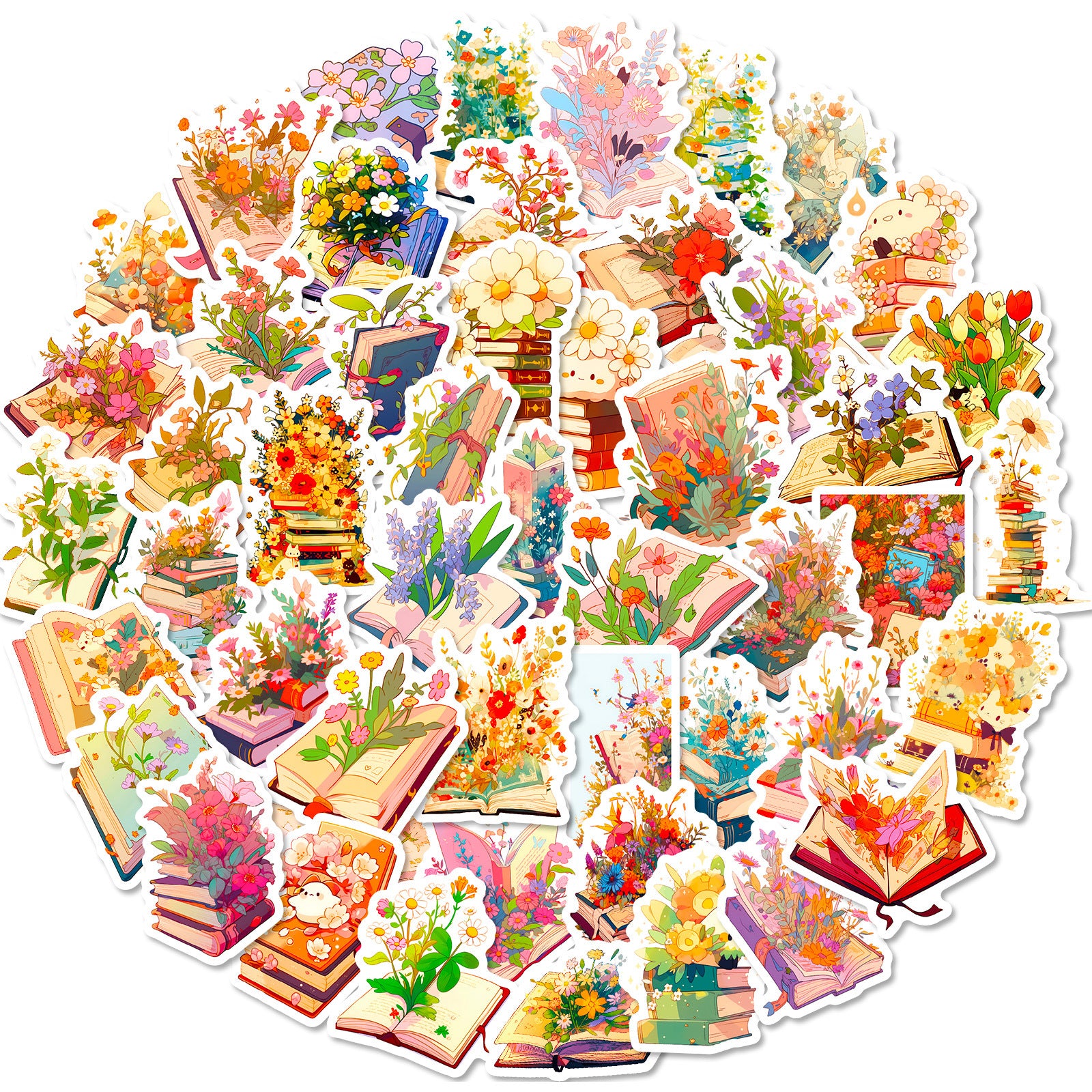 50 retro aesthetic Books Vintage mix and match foreign trade TEMU retro stickers cross-border artistic fresh pattern stickers