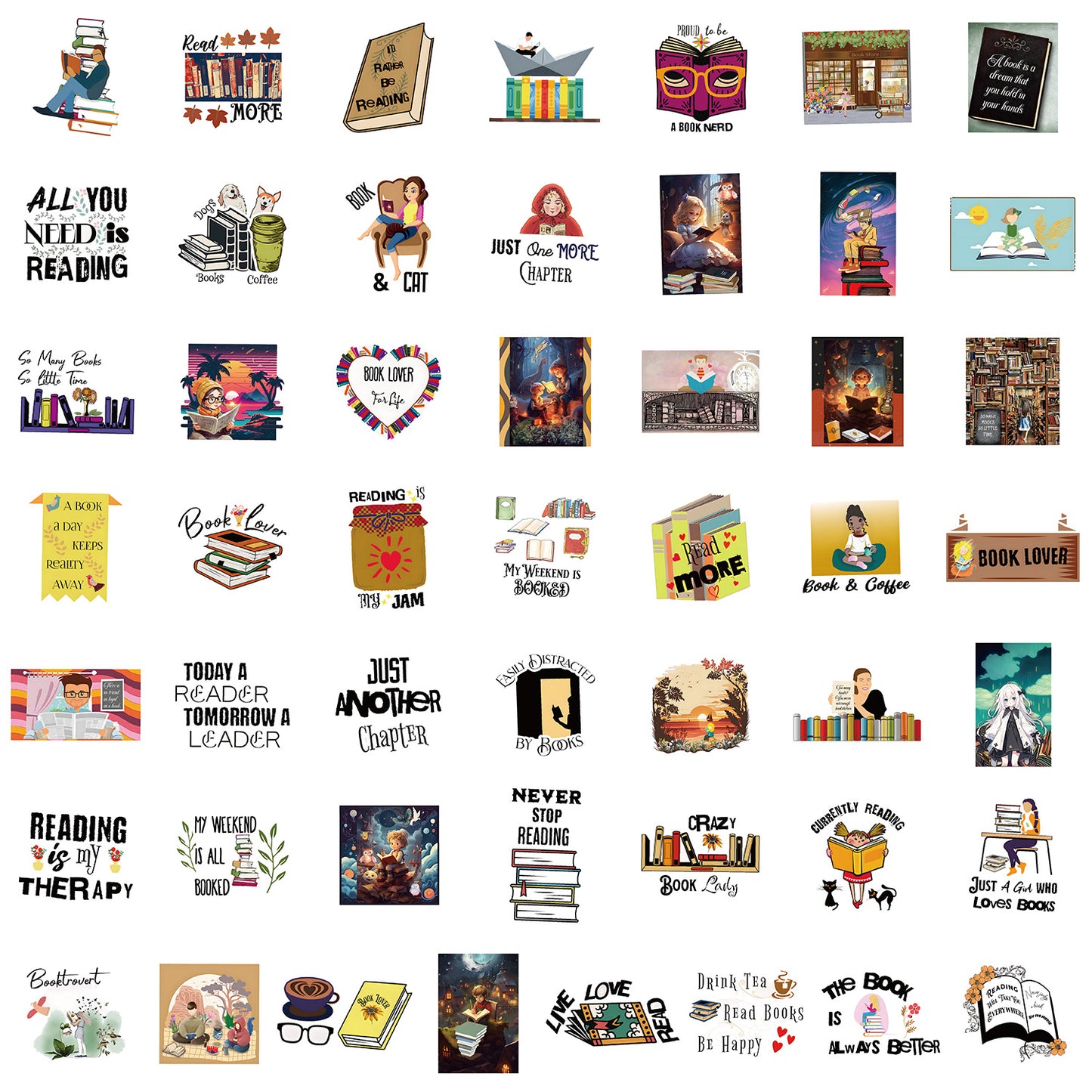 50 books reading graffiti stickers computer cellphone tablet computer decorative stickers waterproof hand Ledger sticker wholesale