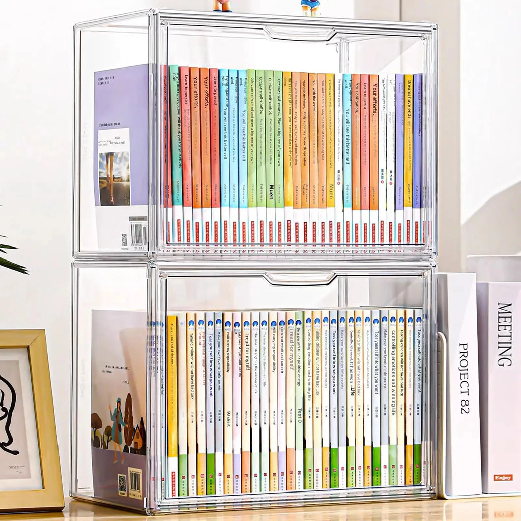 Bibliothèque transfrontalière étagère à livres, boîte de rangement pour livres anciens, organisateur en acrylique transparent, fantastique bibliothèque domestique de grande capacité, anti-poussière.