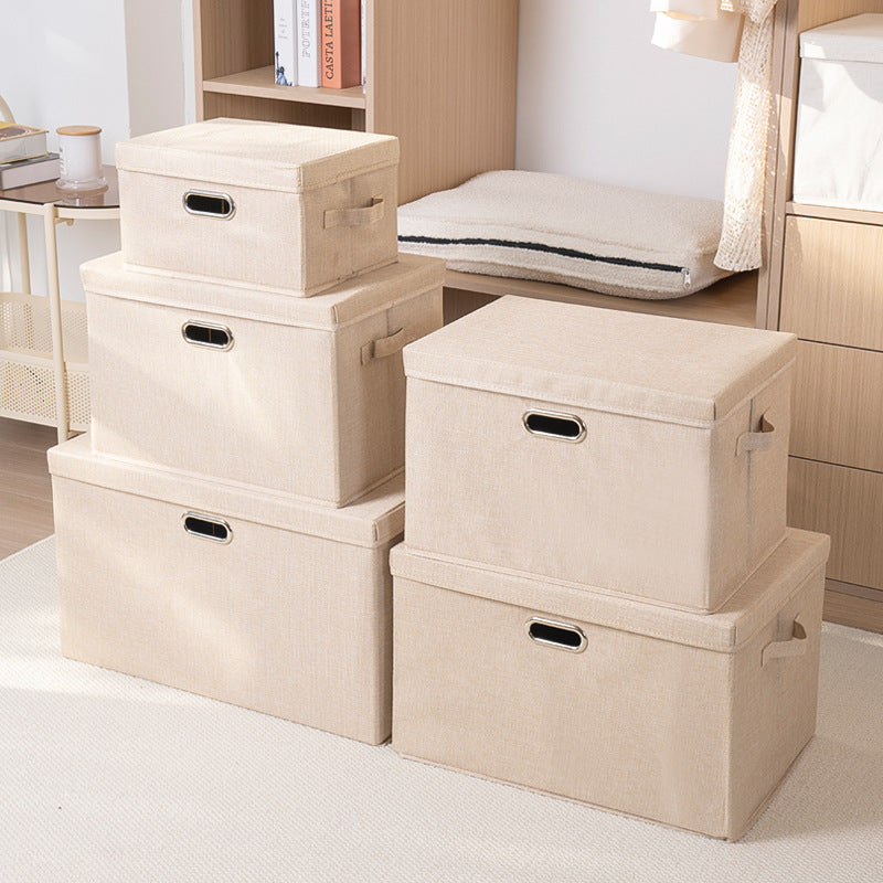 Boîte de rangement en tissu de coton et lin, boîte de rangement pliable pour armoire, livres, jouets, boîte de rangement de couettes
