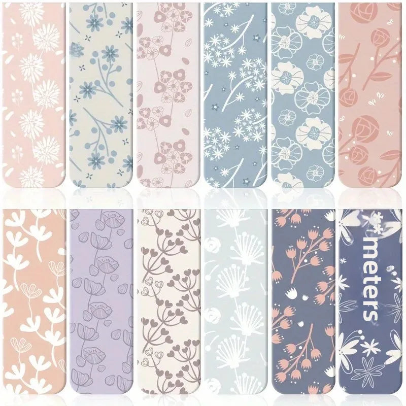 12PCs fresh floral magnetic bookmark student books magnetic label mark