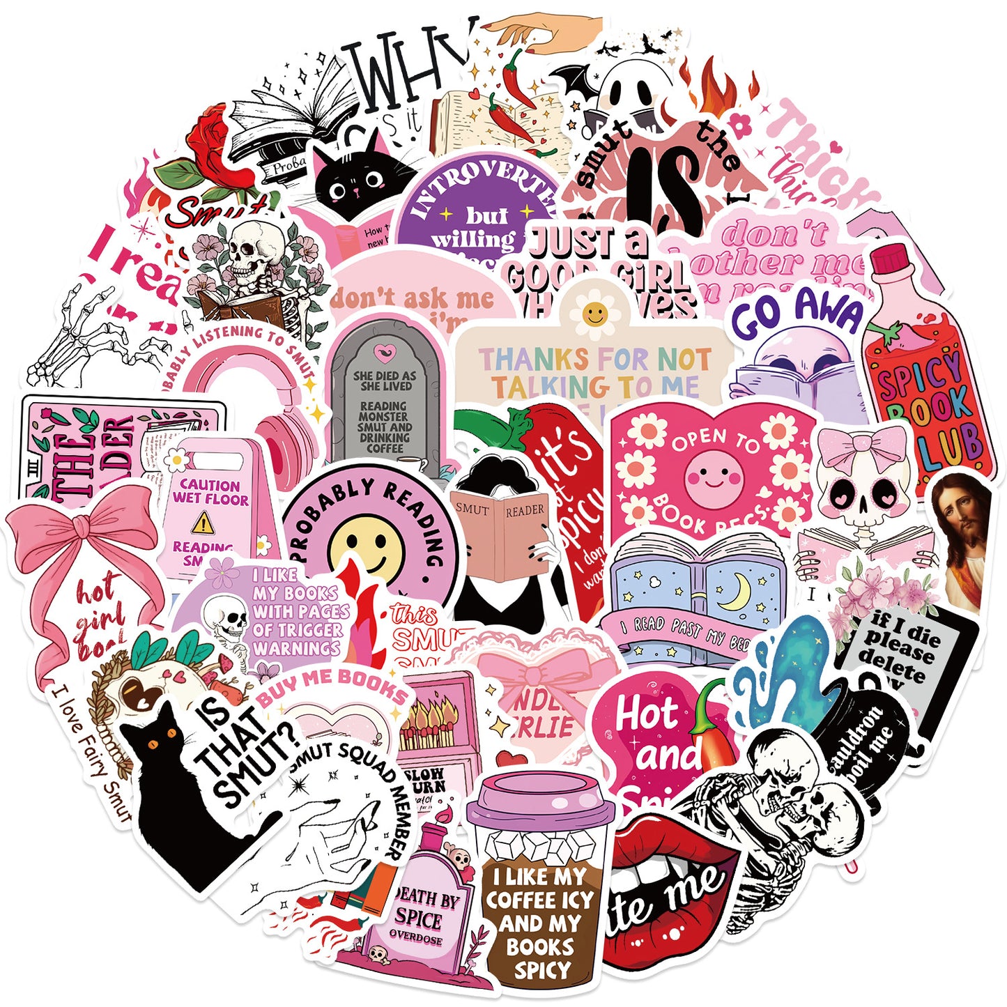 A variety of 50 cartoon reading books smut graffiti stickers decorative guitar notebook luggage DIY wholesale