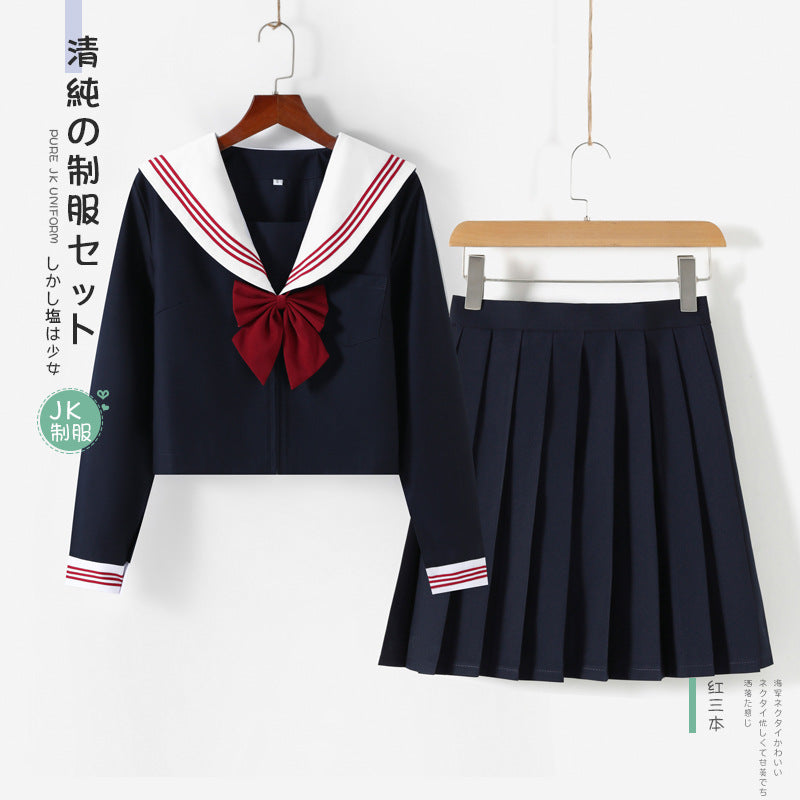 Colis de livraison en usine service après-vente trois livres rouges uniforme de marin JK pour les écoles sens costume JK jupe JK jupe plissée authentique