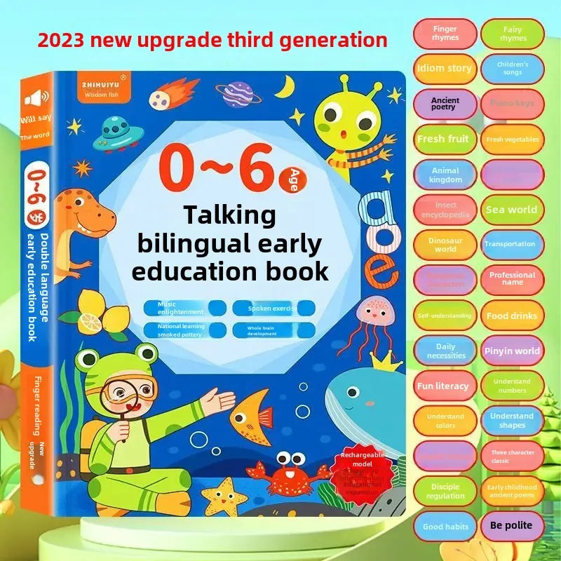 Livres audio parlants pour l'éveil des bébés, machine d'apprentissage pour l'illumination 0-8 ans, livres audio à lecture optique, jouets éducatifs pour enfants