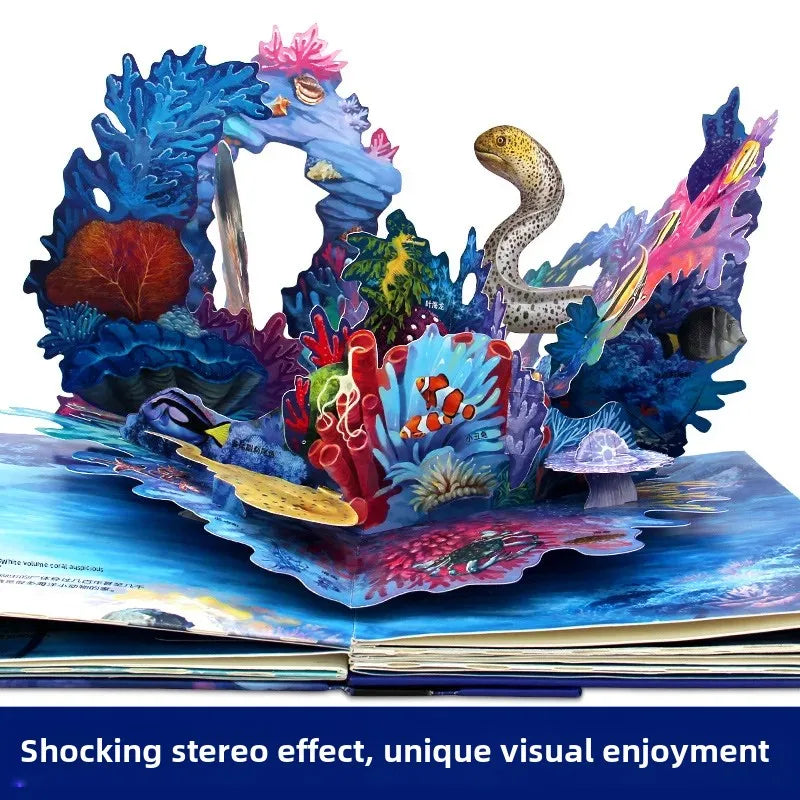 Livre pop-up Océan pour enfants, livre pop-up 3D à pages tournantes, pour garçons de 0 à 3 ans, livres d'éveil scientifique pour l'éducation précoce