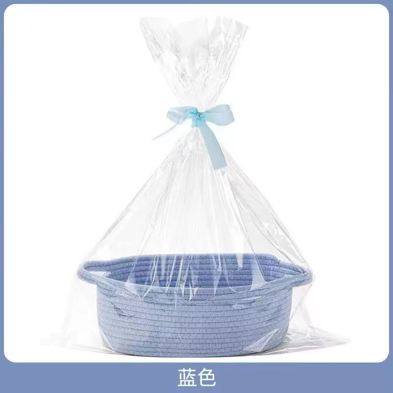 Usine directe fournir un nouveau panier de rangement portable en corde de coton tissée panier cadeau ovale articles divers livres panier de rangement grande capacité