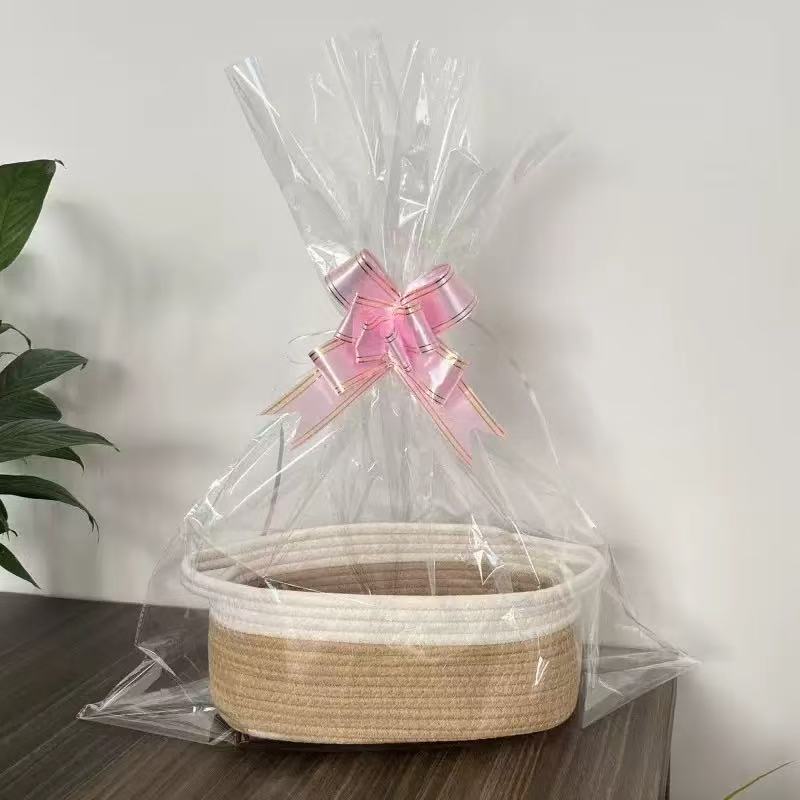 Fourniture directe d'usine nouveau panier de rangement portable en corde de coton tissé ovale panier cadeau panier de rangement pour livres et articles divers grande capacité
