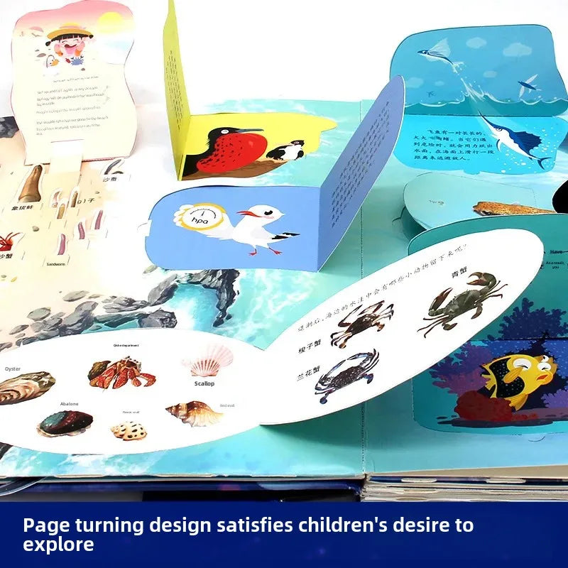 Livre pop-up Océan pour enfants, livre pop-up 3D à pages tournantes, pour garçons de 0 à 3 ans, livres d'éveil scientifique pour l'éducation précoce