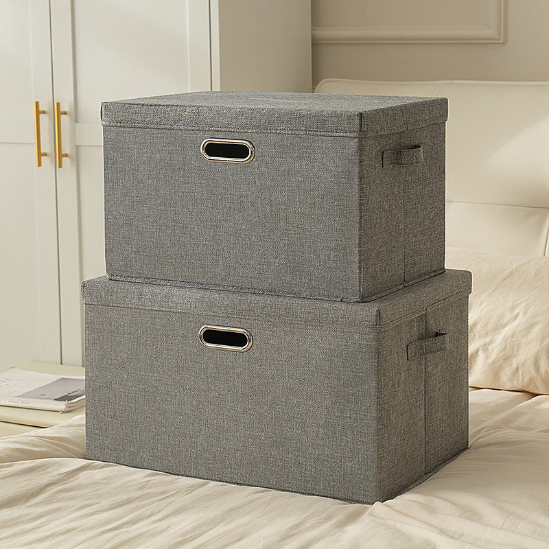 Boîte de rangement en tissu de coton et lin, boîte de rangement pliable pour armoire, livres, jouets, boîte de rangement de couettes