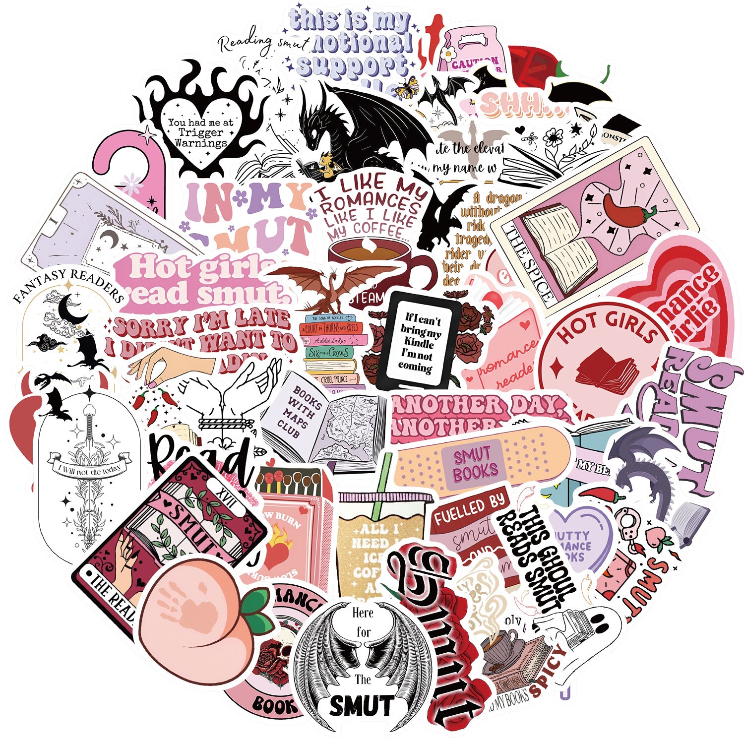 Un assortiment de 50 autocollants fantaisie de lecture de dessins animés pour graffitis érotiques, guitare décorative, carnet de notes, bagages, DIY, vente en gros.