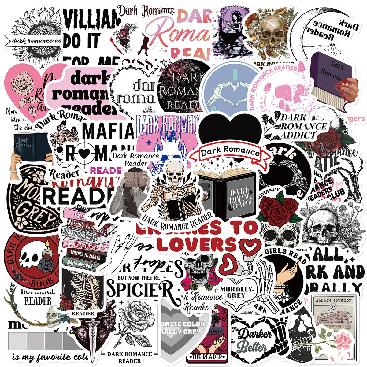 Un assortiment de 50 autocollants fantaisie de lecture de dessins animés pour graffitis érotiques, guitare décorative, carnet de notes, bagages, DIY, vente en gros.