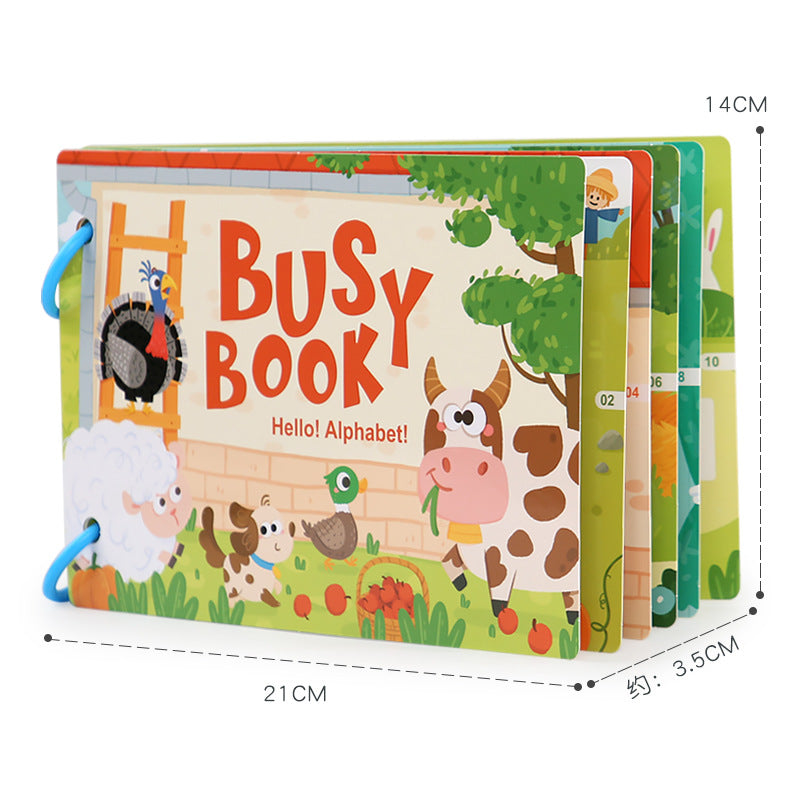 Livre d'autocollants silencieux pour l'éveil des enfants, ferme, lettres, puzzle cognitif, livre magique à déchirer et tirer à répétition pour jouets d'éducation précoce