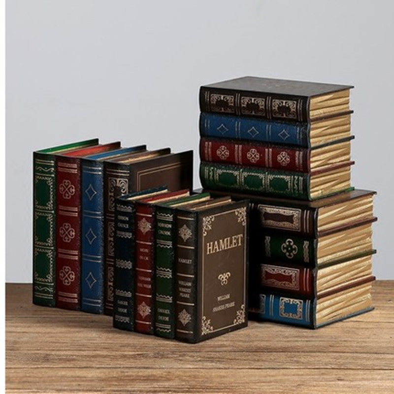 Livres de simulation rétro créatifs de style européen, accessoires de décoration d'affichage haut de gamme, faux livres, rangement pour décoration de bureau et de magasin