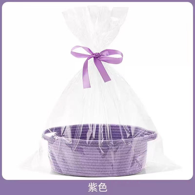 Fourniture directe d'usine nouveau panier de rangement portable en corde de coton tissé ovale panier cadeau panier de rangement pour livres et articles divers grande capacité