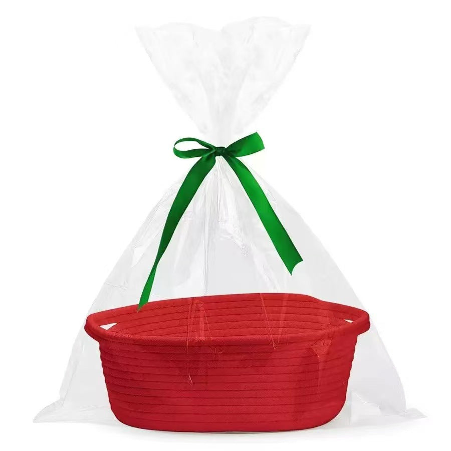 Usine directe fournir un nouveau panier de rangement portable en corde de coton tissée panier cadeau ovale articles divers livres panier de rangement grande capacité