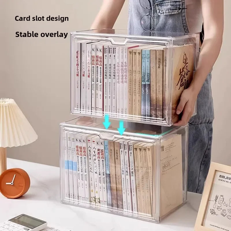 Bibliothèque transfrontalière étagère à livres, boîte de rangement pour livres anciens, organisateur en acrylique transparent, fantastique bibliothèque domestique de grande capacité, anti-poussière.