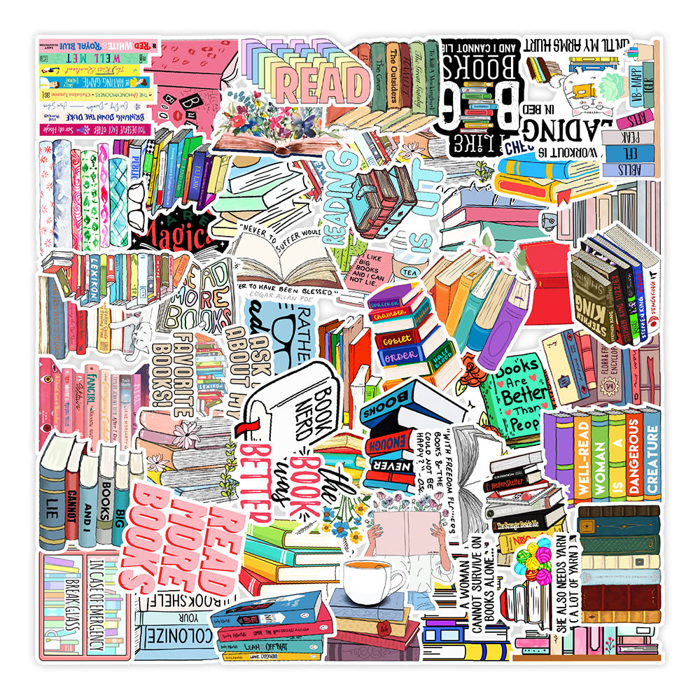 50 livres de lecture, graffitis, autocollants pour ordinateur, téléphone portable, tablette, autocollants décoratifs étanches, autocollants de grand livre, vente en gros