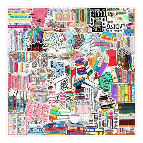 50 livres de lecture, graffitis, autocollants pour ordinateur, téléphone portable, tablette, autocollants décoratifs étanches, autocollants de grand livre, vente en gros