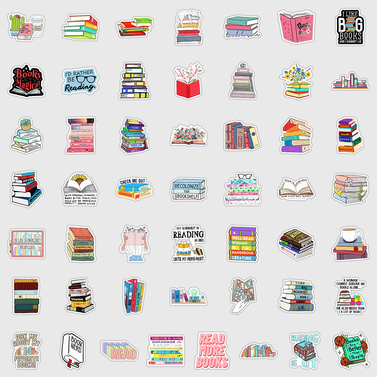 50 livres de lecture, graffitis, autocollants pour ordinateur, téléphone portable, tablette, autocollants décoratifs étanches, autocollants de grand livre, vente en gros