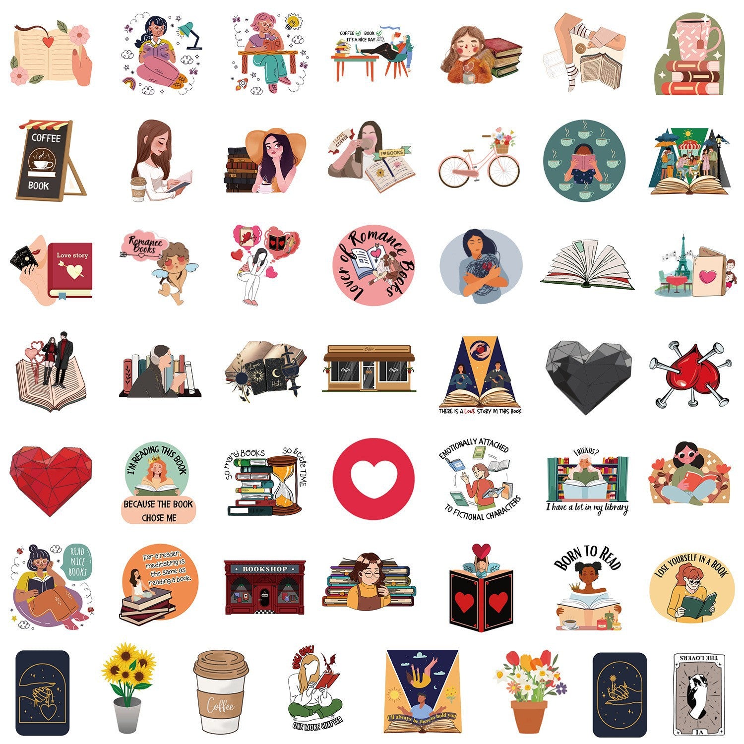 50 books reading graffiti stickers computer cellphone tablet computer decorative stickers waterproof hand Ledger sticker wholesale