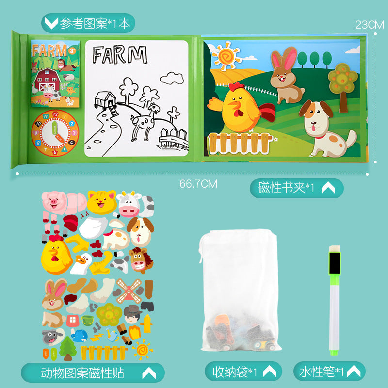 Livres de puzzles magnétiques en bois pour enfants, pour l'éducation précoce, à clipser, portables, variés, avancés, colorés, jouets éducatifs.