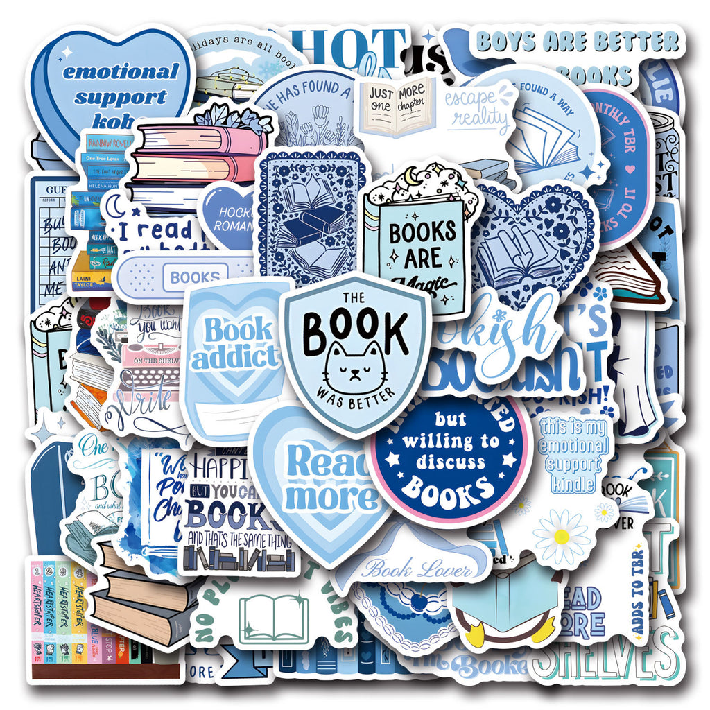 55 dessins animés mignons livres bleus livres créatifs autocollants décoratifs valise tasse pâte imperméable