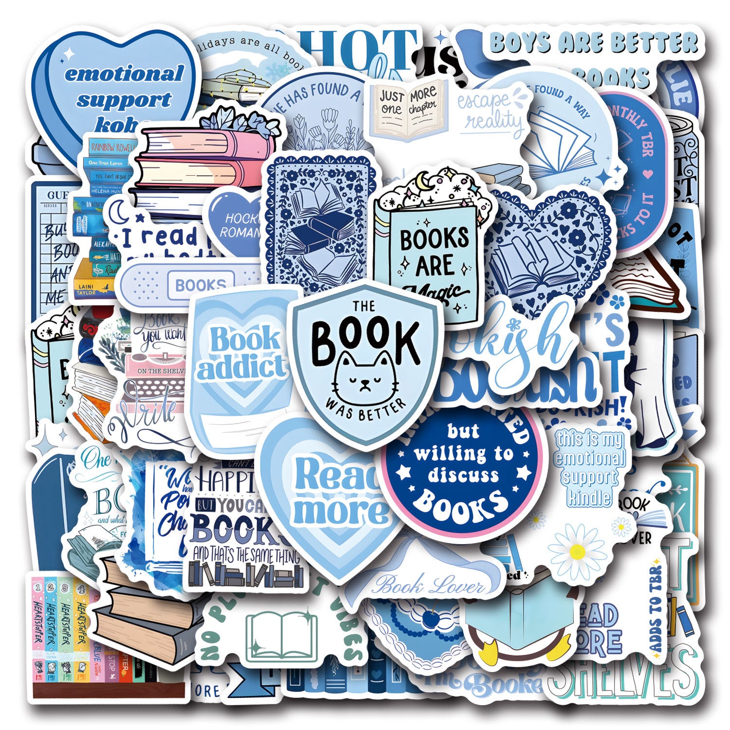 55 dessins animés mignons livres bleus livres créatifs autocollants décoratifs valise tasse pâte imperméable