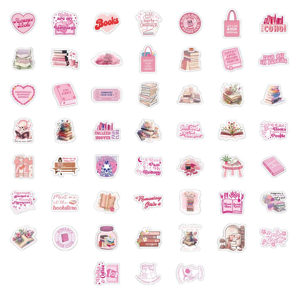 Lot de 120 autocollants de lecture roses, super économiques, décoration créative personnalisée pour livres, coques de téléphone, et carnets, disponibles en gros.