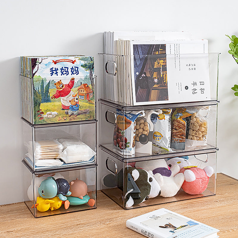 Yimijia Boîte de Rangement PET Antipoussière avec Couvercle pour Livres, Jouets, Cosmétiques de Bureau | maquillage, articles de toilette