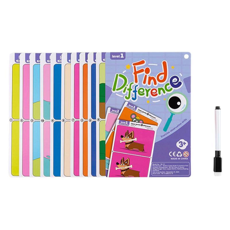 Cartes éducatives de développement de la pensée logique pour l'éducation précoce des enfants transfrontaliers de 3 à 6 ans, entraînement à la concentration et jeux de recherche des différences dans les livres d'images.