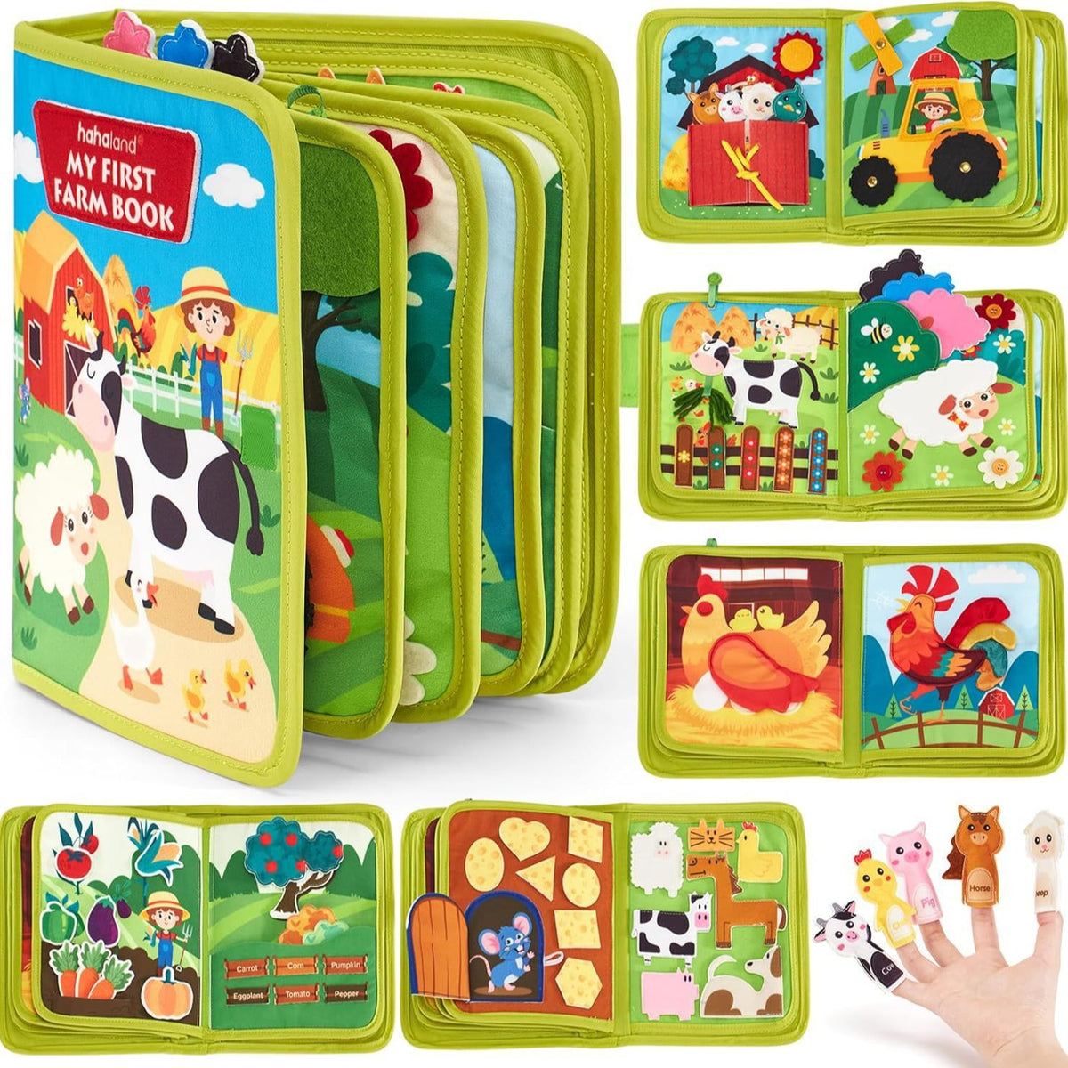 Livre en feutre pour enfants sur les animaux de la ferme, pour l'éducation précoce, planche d'activités en feutre, livre d'histoires pour l'apprentissage précoce, disponible sur Amazon.