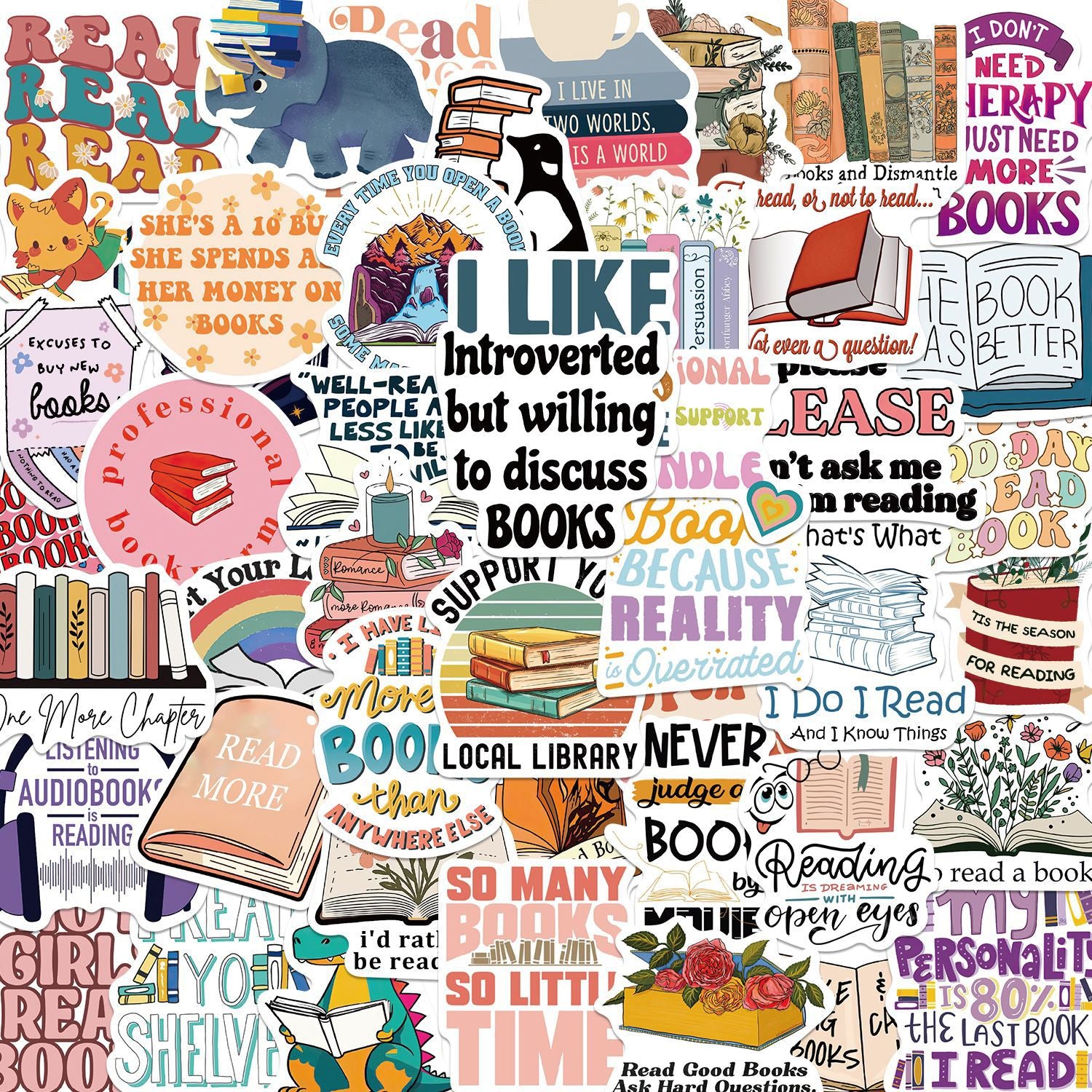 Un assortiment de 50 autocollants fantaisie de lecture de dessins animés pour graffitis érotiques, guitare décorative, carnet de notes, bagages, DIY, vente en gros.